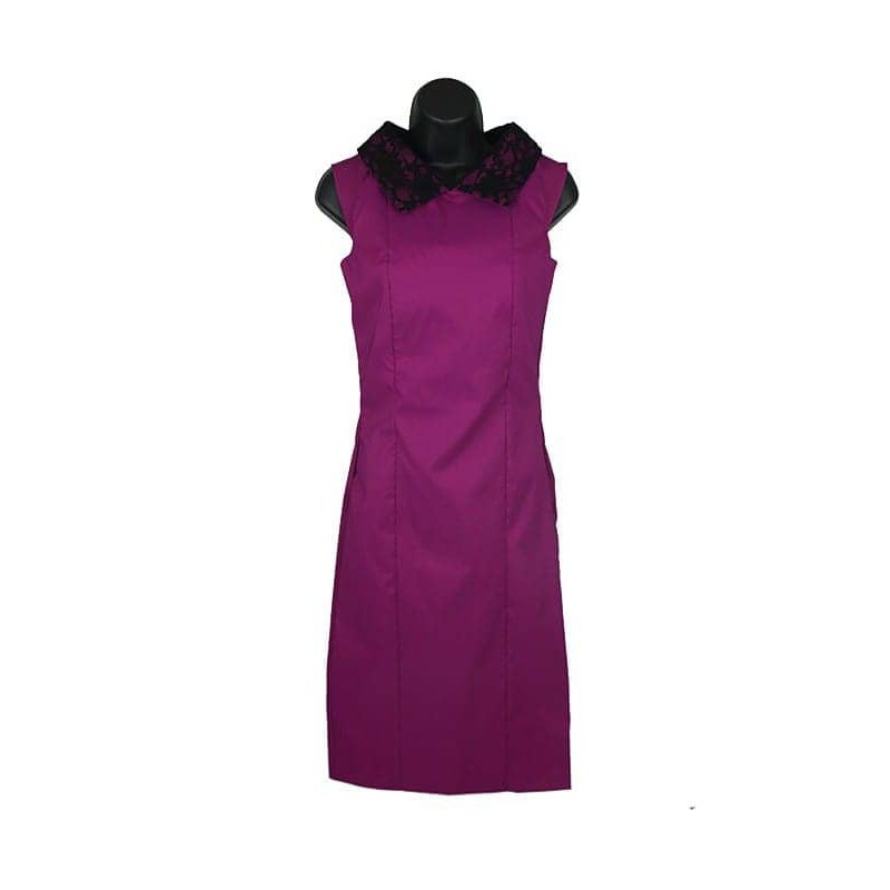 Lace collar purple pencil dress